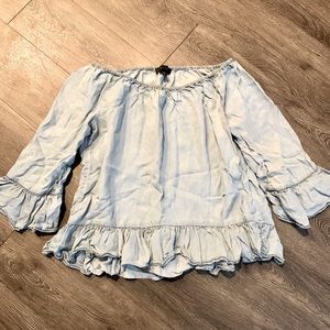 Off-the-shoulder chambray top